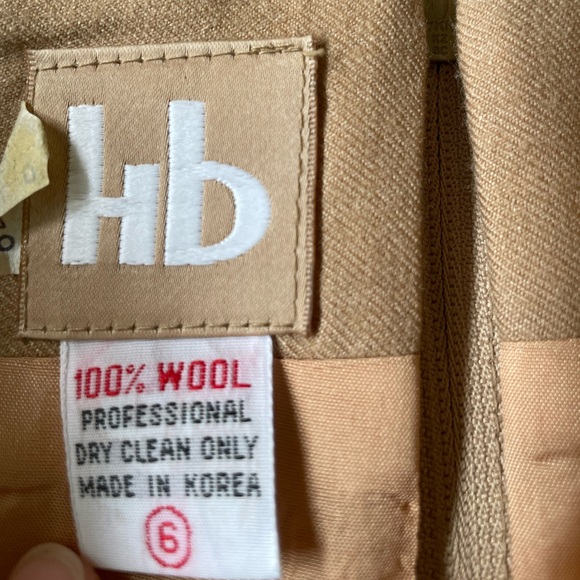 100% Wool Vintage Hb Size 6 Camel Tan MIDI Pencil Skirt Officewear - Picture 3 of 3